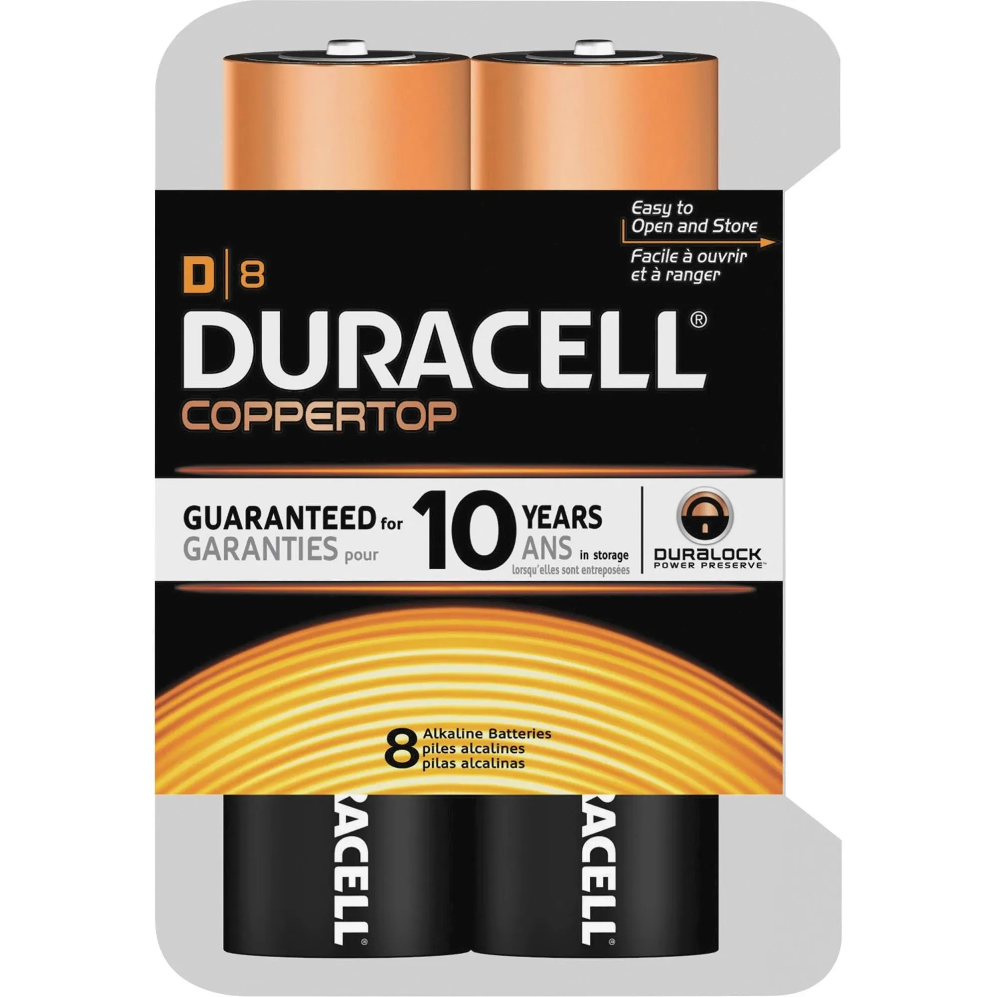 D Duracell Coppertop Alkaline Batteries