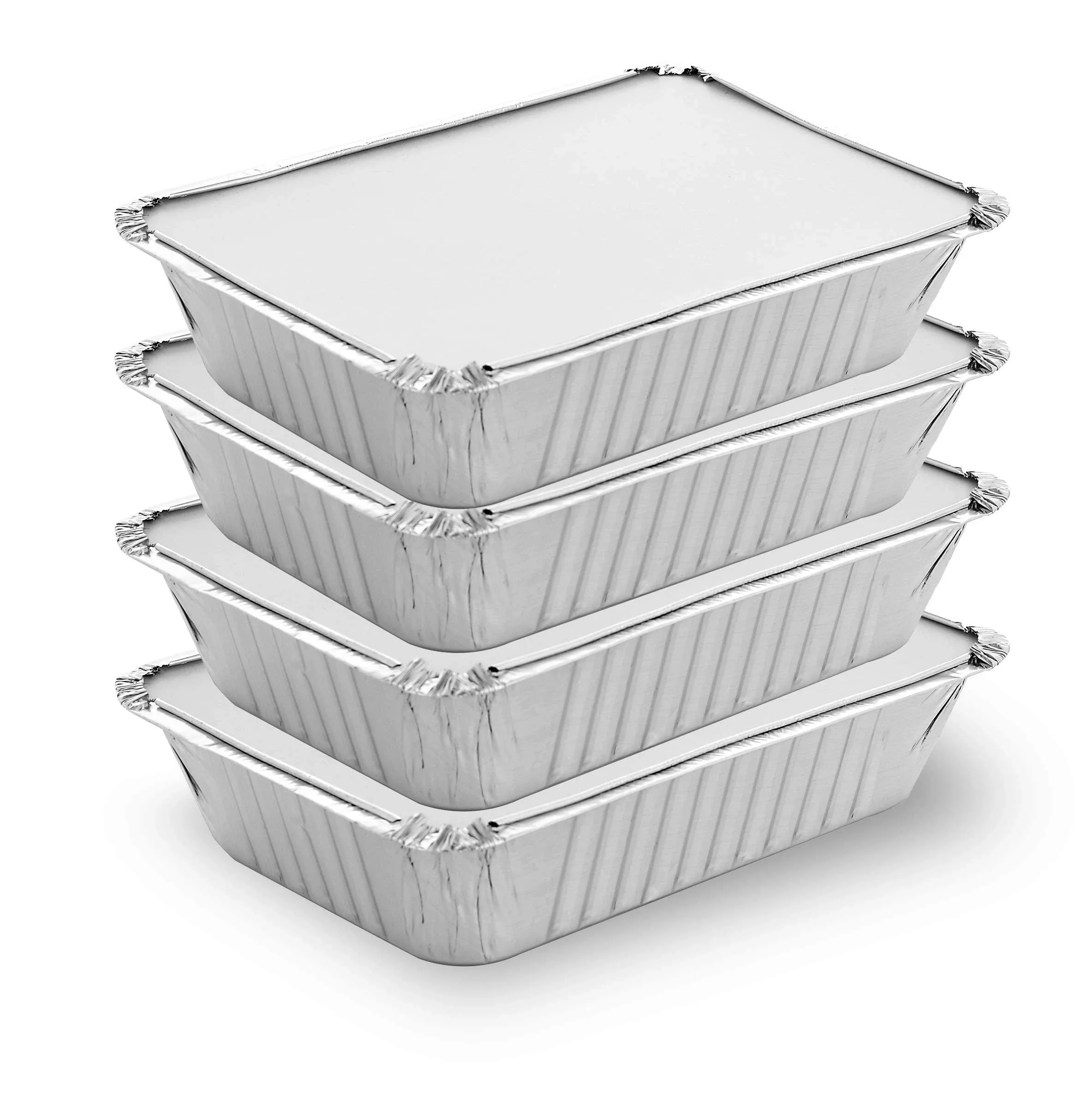 DOBI Aluminum Pans with Lids 50 Pack - 2.25 lb. Takeout Foil Pans with Lids -