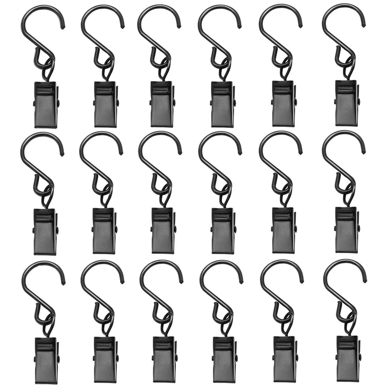 50 Pack Curtain Clips With S Hooks Black String Party Light Hooks Hanger