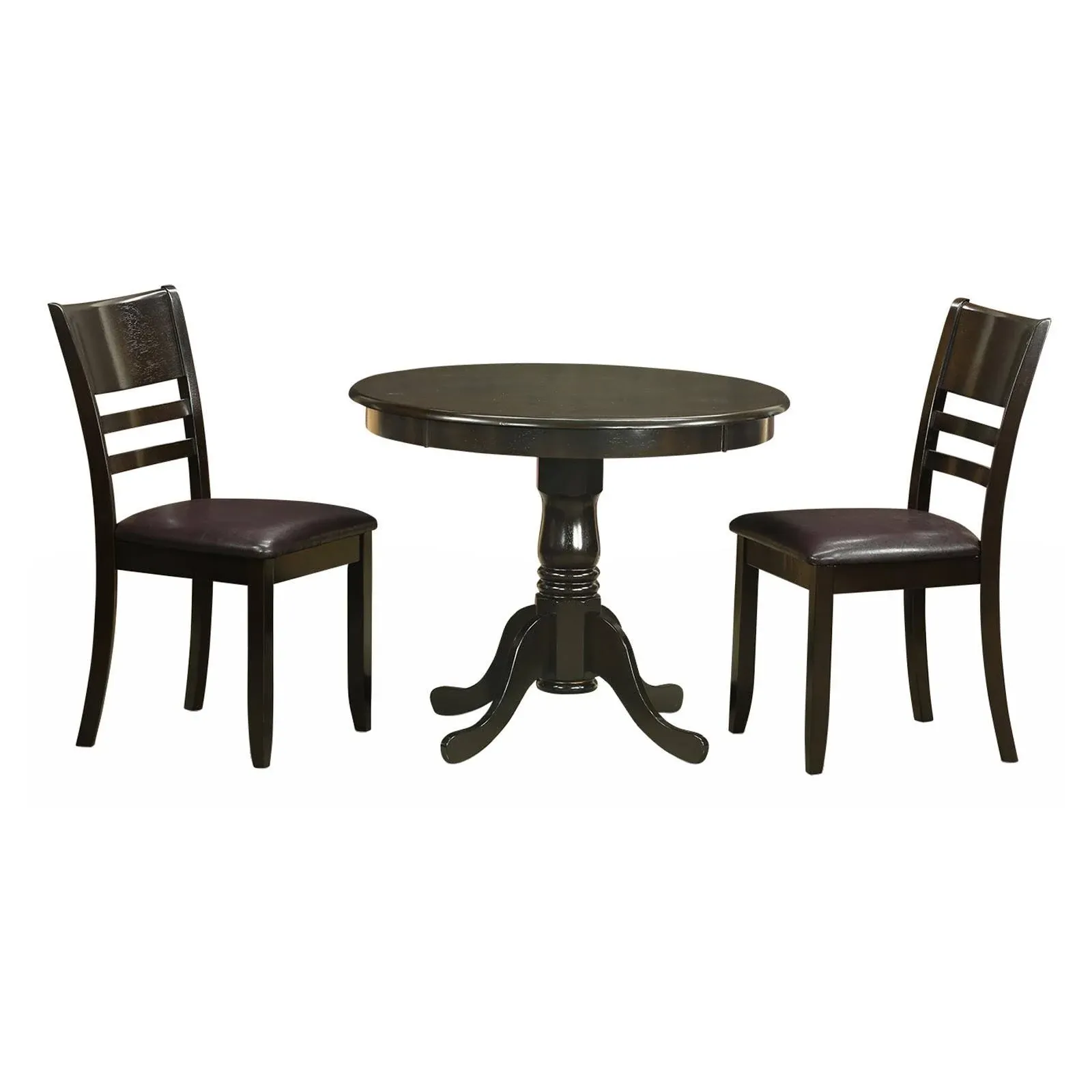 East West Furniture ANLY3-CAP-LC 3 Piece Kitchen Table Set-Round Kitchen Table and 2 Dining Chairs