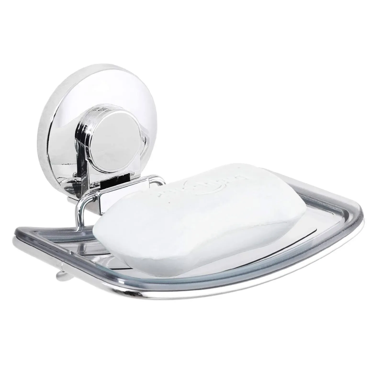 Chrome Suction Cup Soap Dish Soap Holder for Shower Wall Drill-Free Rustproof Wa