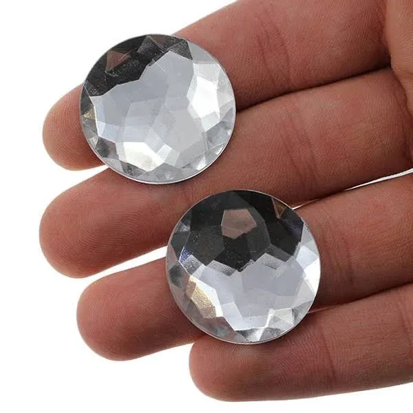 Round Acrylic Gems Flat Back 30mm Crystal Clear H102 12 Pcs