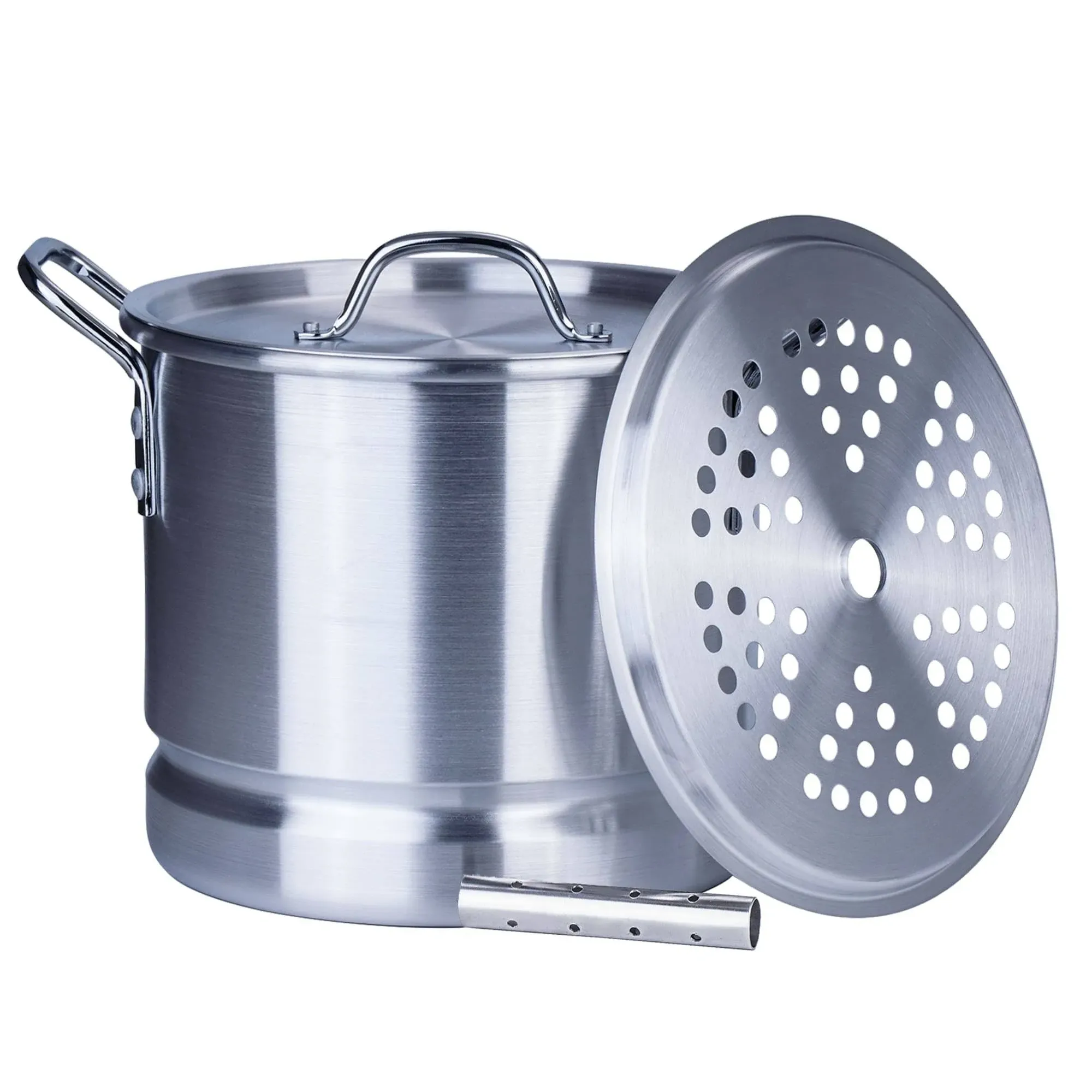 ARC 20 Quart Aluminum Tamale Steamer Pot, Crab Seafood Stock Pot w/Steamer Rack and Tube, Great for Water Bath Canning Pot, Rivet Handle, 5 Gal