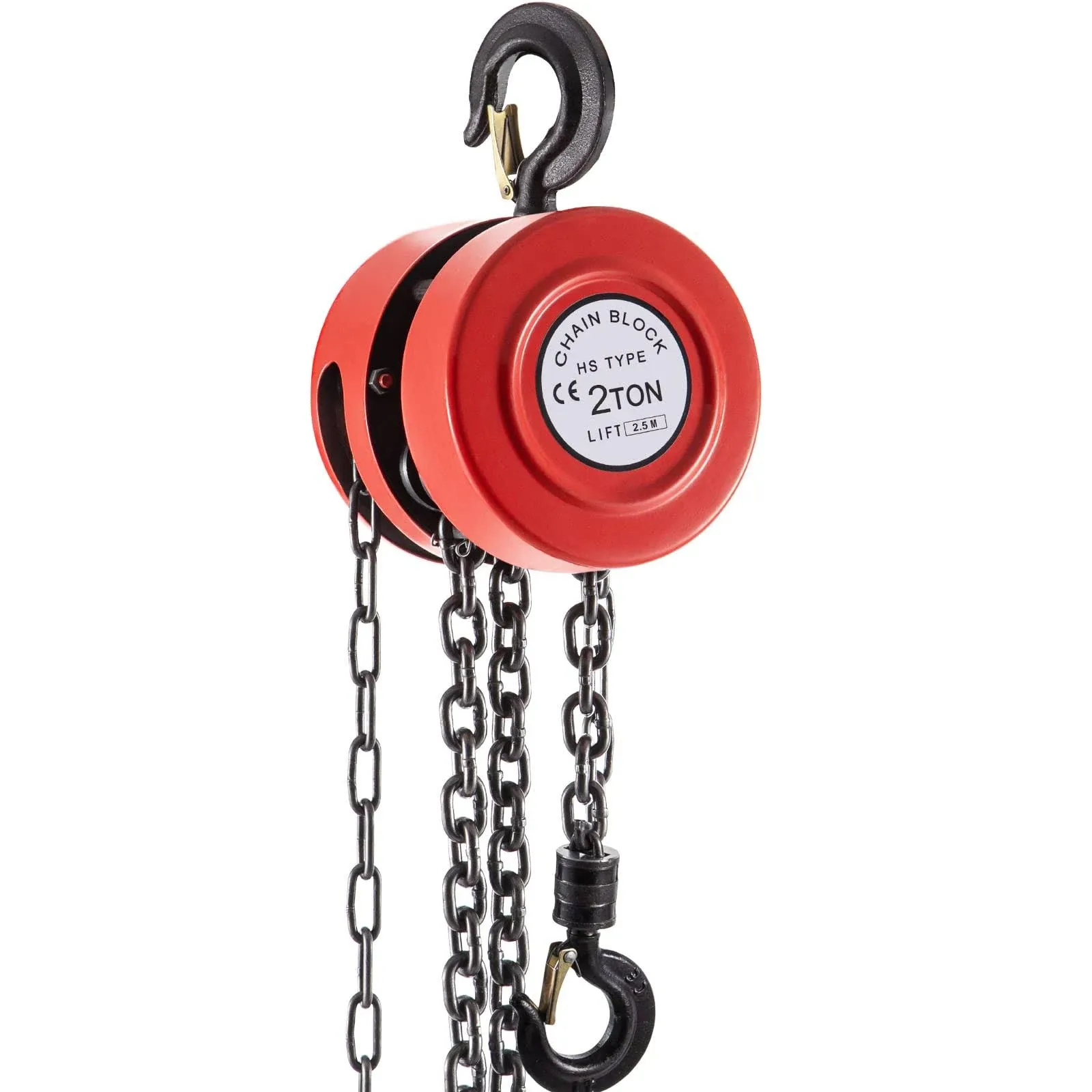 VEVOR Hand Chain Hoist, 4400 lbs /2 Ton Capacity Chain Block, 8ft/2.5m Lift Manual Hand Chain Block, Manual Hoist w/Industrial-Grade Steel Construction for Lifting Good in Transport &amp; Workshop, Red