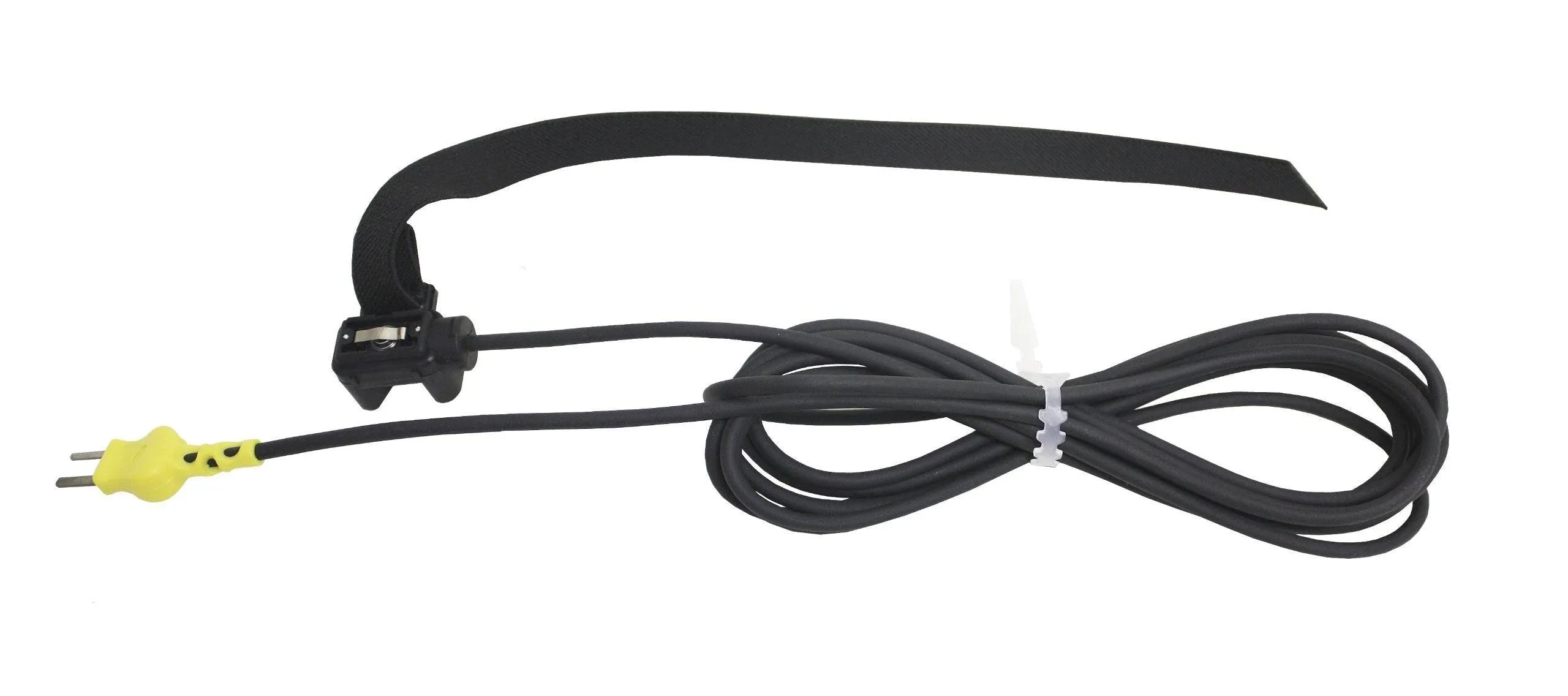 Thermocouple Pipe Strap Probe, temperature range -25deg. to 300deg.F/-32deg. to 149deg.C, pl / mi2.5deg.F/1.4deg.C, 11in. strap length, strap hook, fits pipes up to 3.3in. dia. (84 mm), Type K, polyurethane bale material, RoHS (Atkins)