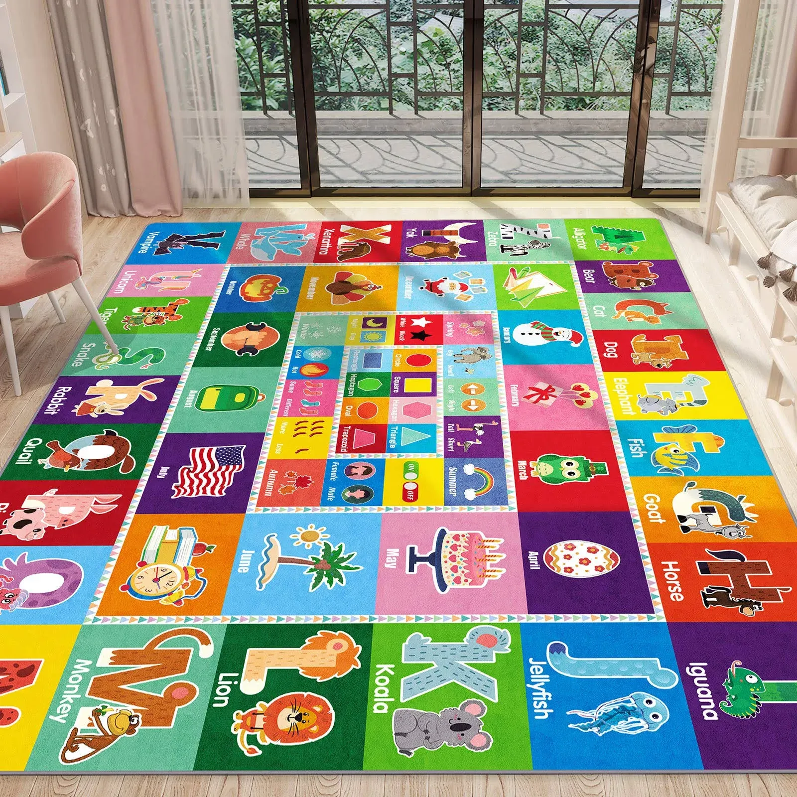 Kids Play Rug Mat Playmat with Non Slip Design Playtime Collection ABC Shape