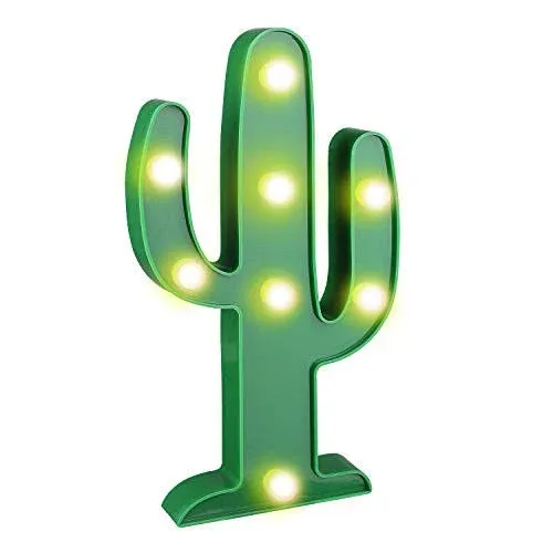 LED Night Light Up Cactus Marquee Table Lamp Kids Bedroom Office Home Decor New