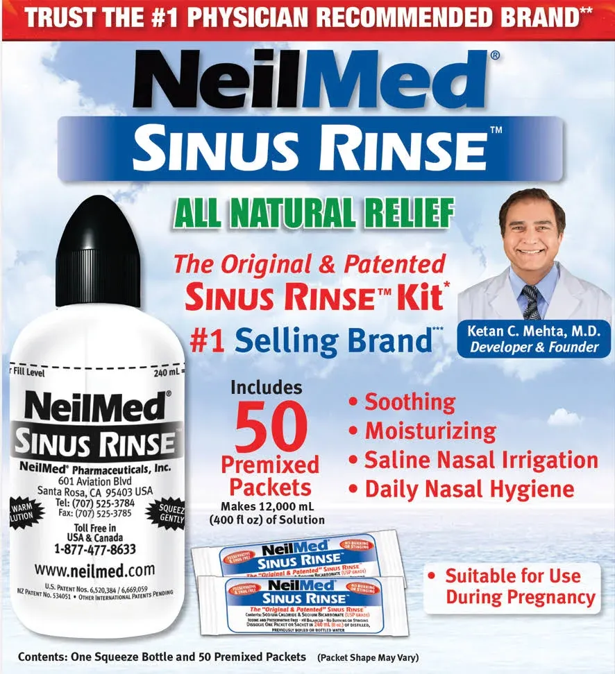 Lavador Nasal Sinus Rinse Kit C/60 Sobres Premezclados (240 mL)