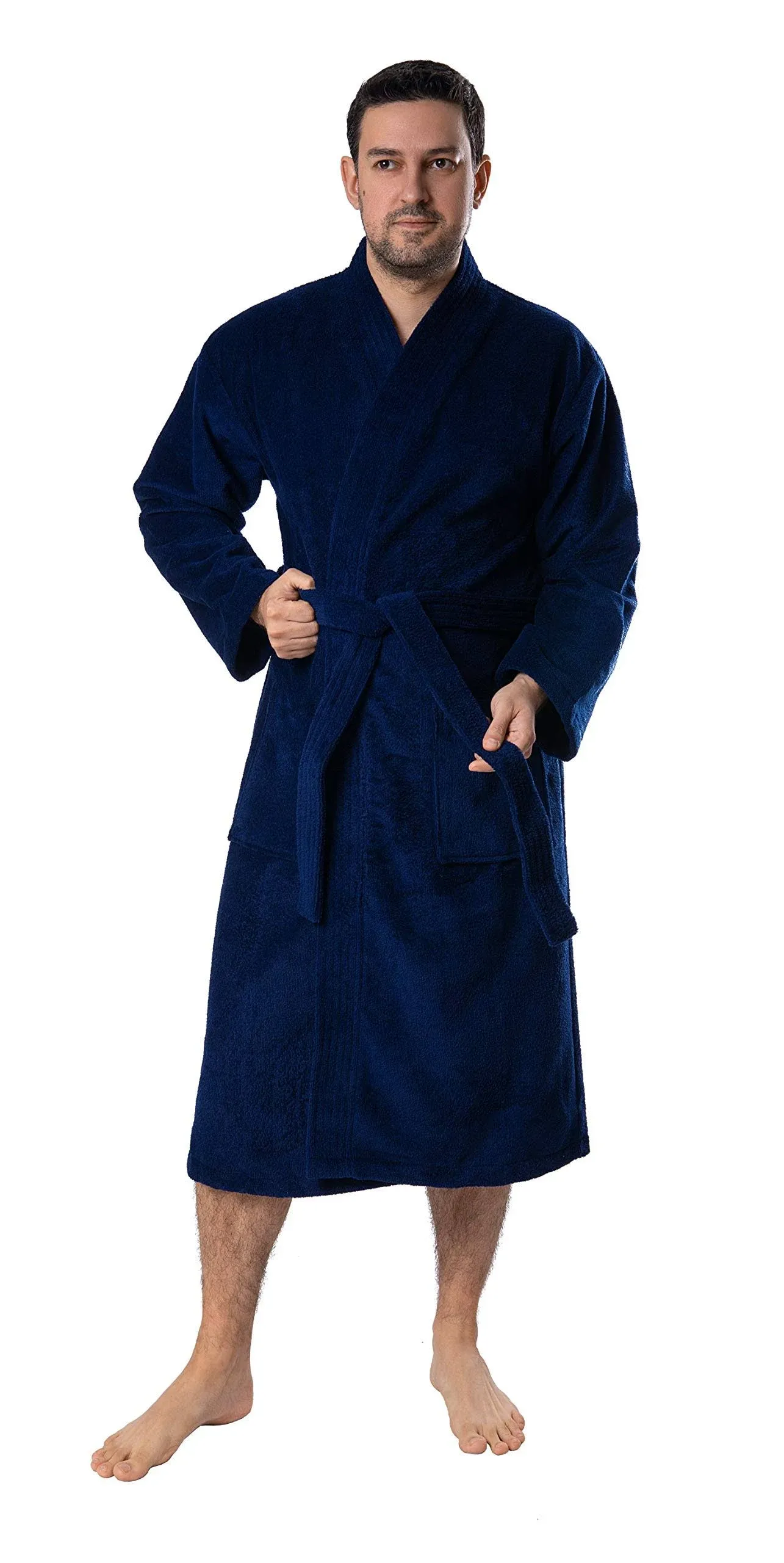 BAGNO MILANO Organic Men Bathrobe, GOTS Certified Organic Turkish Cotton Luxury Kimono Robe, Made in Turkey