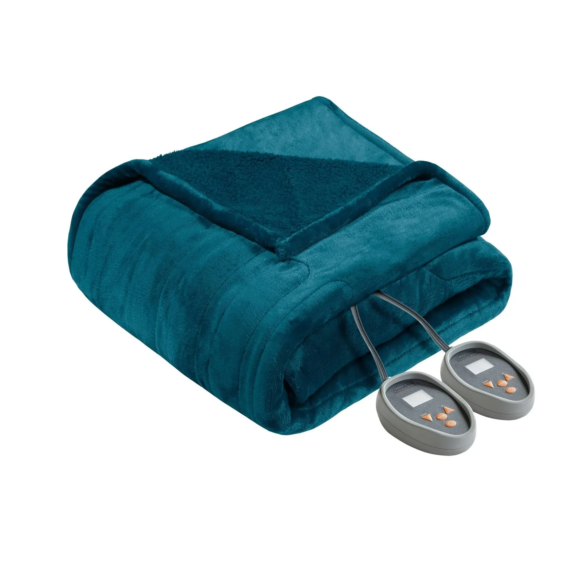 Beautyrest - Heated Microlight to Berber Blanket - Queen - Teal