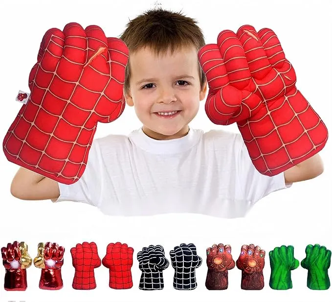 Incredible HOK Superheros Gauntlet Smash Hands Fists Big Soft Plush Gloves Pair Costume Green