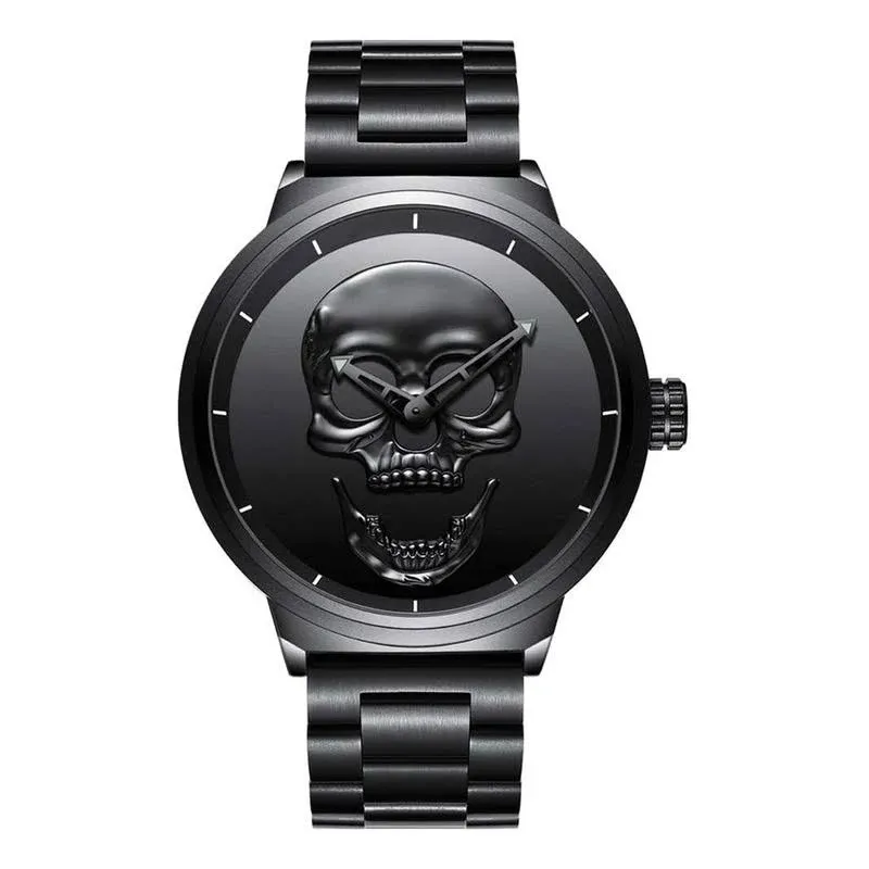 Creative Mens 3D Skull Watch Cool Stainless Steel Big Dial Vintage Boy