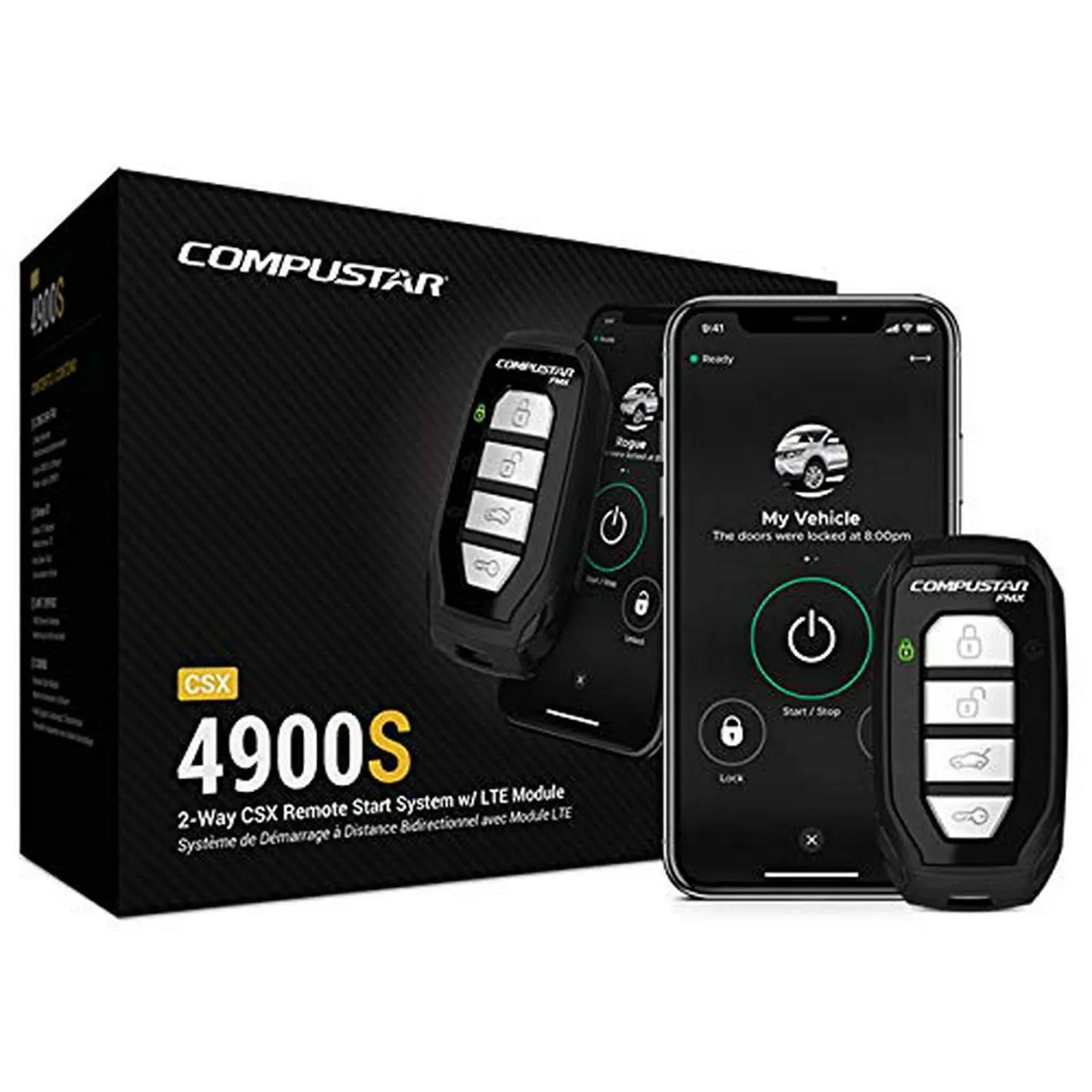 Compustar CSX4900-S 4-Button 2-Way, 3000' Remote Start System w/Drone X1LTE