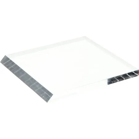 Plymor Clear Acrylic Square Display Base (Angled-Front for Label) 5 W x 5 D x 0.375 H Pack of 2