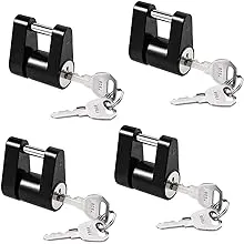 CZC AUTO Black Trailer Hitch Coupler Lock, Dia 1/4 Inch, 3/4 Inch Span for Tow Boat RV Truck Car's Coupler Keyed Alike (4 Pack, Black)