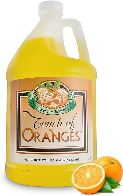 Touch Of Oranges Wood Cleaner & Polish Spray Real Orange Oil Luster Finish, Clean Kitchen Cabinets, Hardwood Floor and All Wood, Restorer, Conditioner - (1 Gallon)