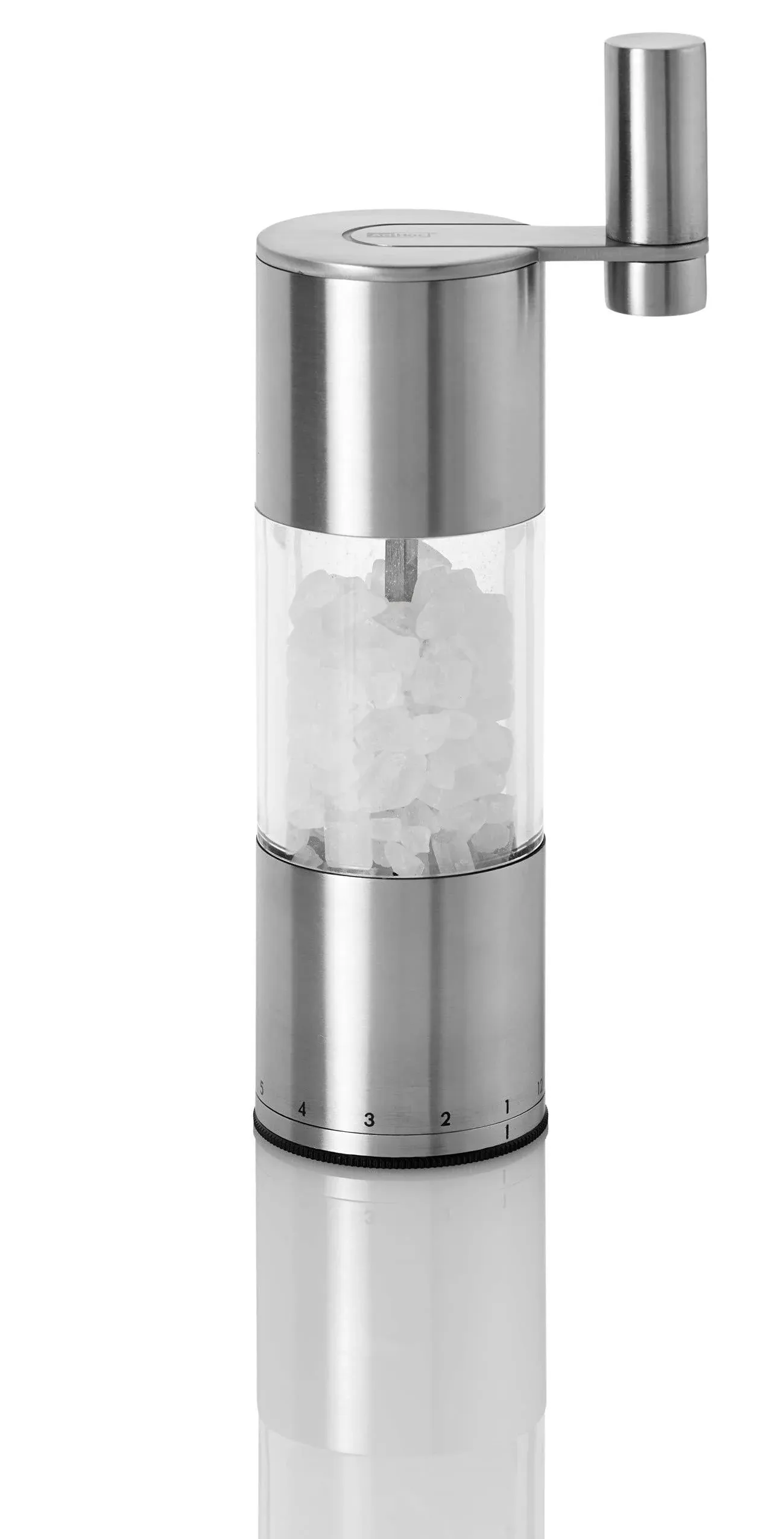 ADHOC Geared Salt or Pepper Mill, 7.5 inch, Stainless Steel. Silver