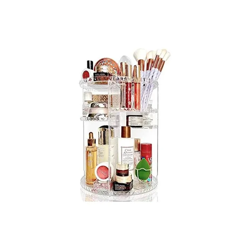 COMODID 360° Rotating Makeup Organizer, Large Capacity Vanity Organizer with DIY