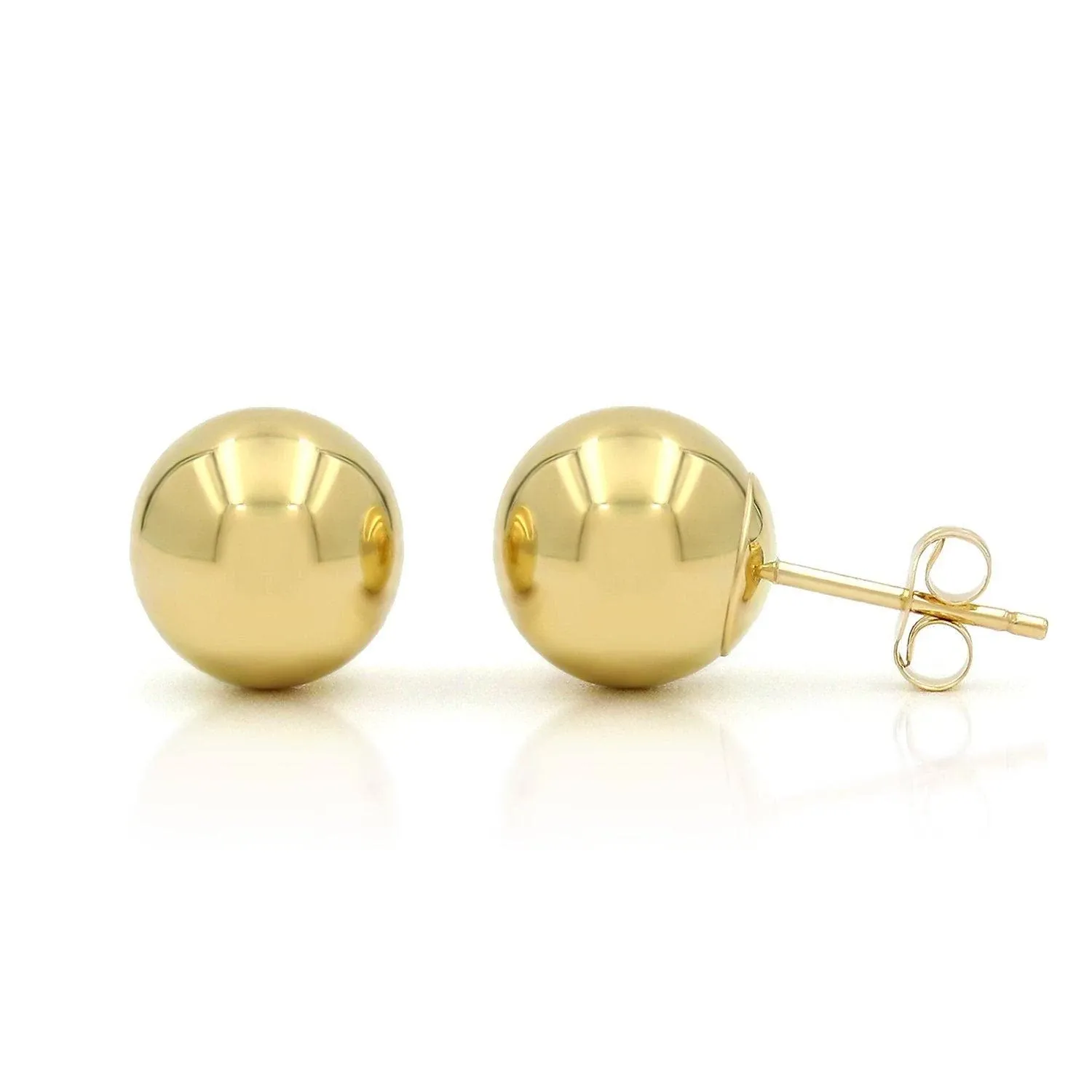 14K Gold Polished Round Ball Stud Earrings (8mm)