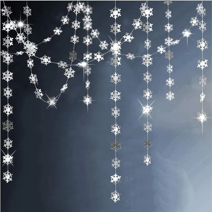 Silver Snowflake Garland for Winter Wonderland/Onederland Party Decoration