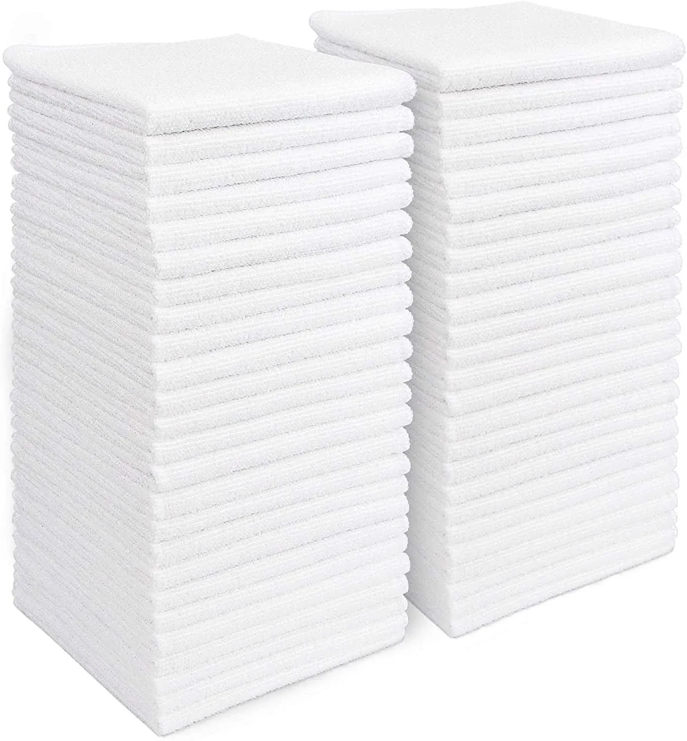 AIDEA Microfiber Cleaning Cloths White-50PK, Strong Water Absorption, Lint-Free, Scratch-Free, Streak-Free, Dish Towels White (11.5in.x 11.5in.)