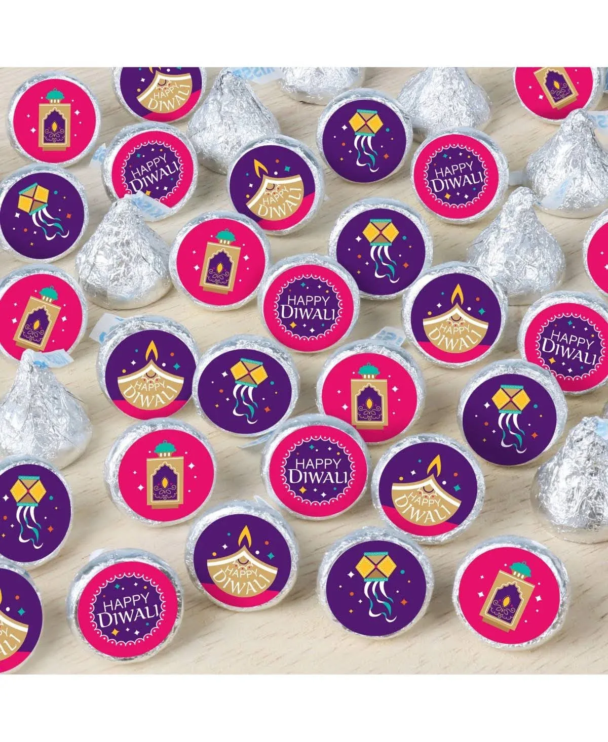 Happy Diwali Festival of Lights Party Small Round Candy Stickers 324 Ct