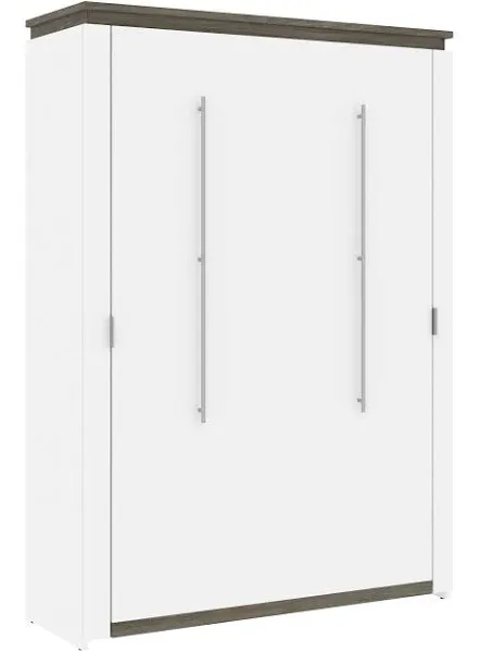 Orion  65W 65W Queen Murphy Bed In White & Walnut Grey - Transitional - Murphy Beds - by BisonOffice | Houzz