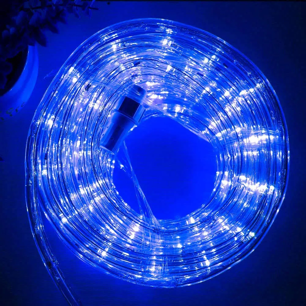 33ft LED Rope Lights,110V 2 Wire Connectable Blue Rope Lights Outdoor,240 LED Waterproof Blue Rope Christmas Lights for Deck, Patio, Pool, Camping, Halloween Decorations(Blue)