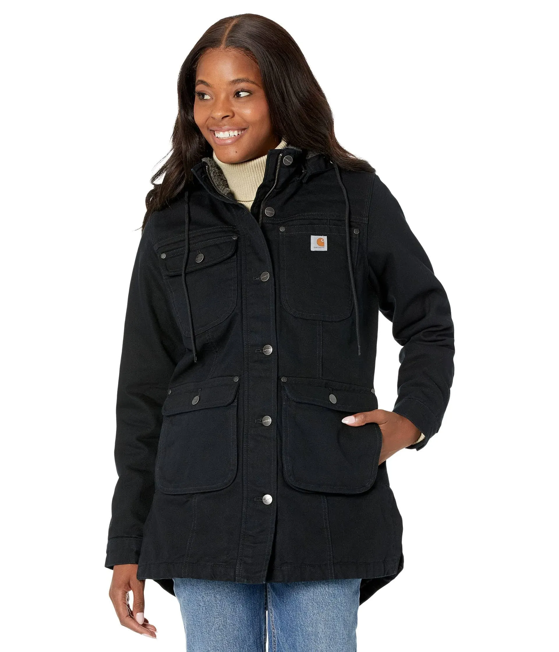 Carhartt Women's Loose Fit Washed Duck Coat - Black