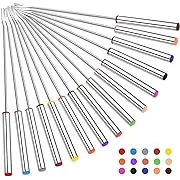 Cauyuan 15pcs 9.6 inch Fondue Sticks, Smores Sticks, Stainless Steel Fondue Forks with Heat Resistant Handle for Roast Meat Chocolate