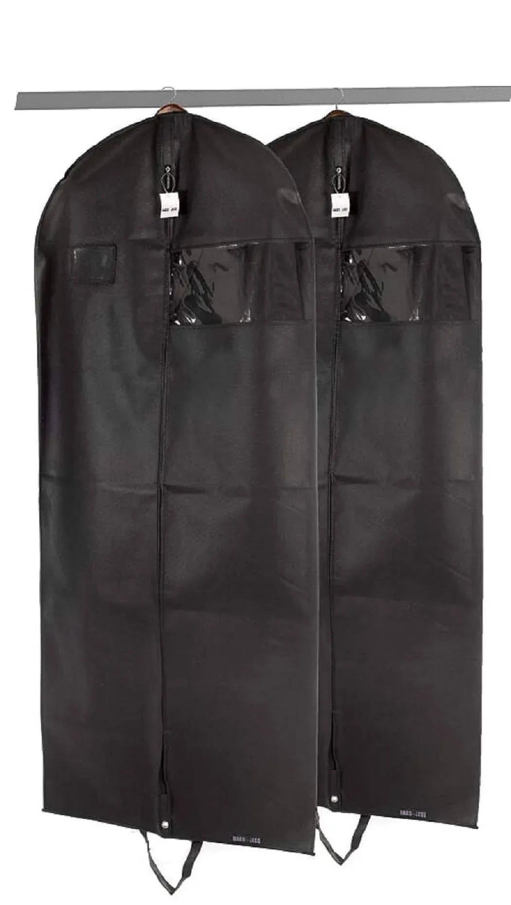 Set of 2 Black Garment Bag for Travel and Storage, Breathable with Zipper and