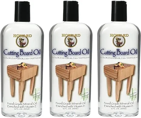 Howard Products BBB012 Butcher Block and Cutting Board Oil, 12-Ounce (3-Pack)