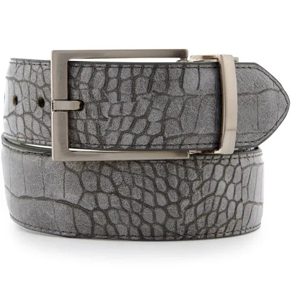 Greg Norman Men's Crocodile Print Reversible Leather Belt