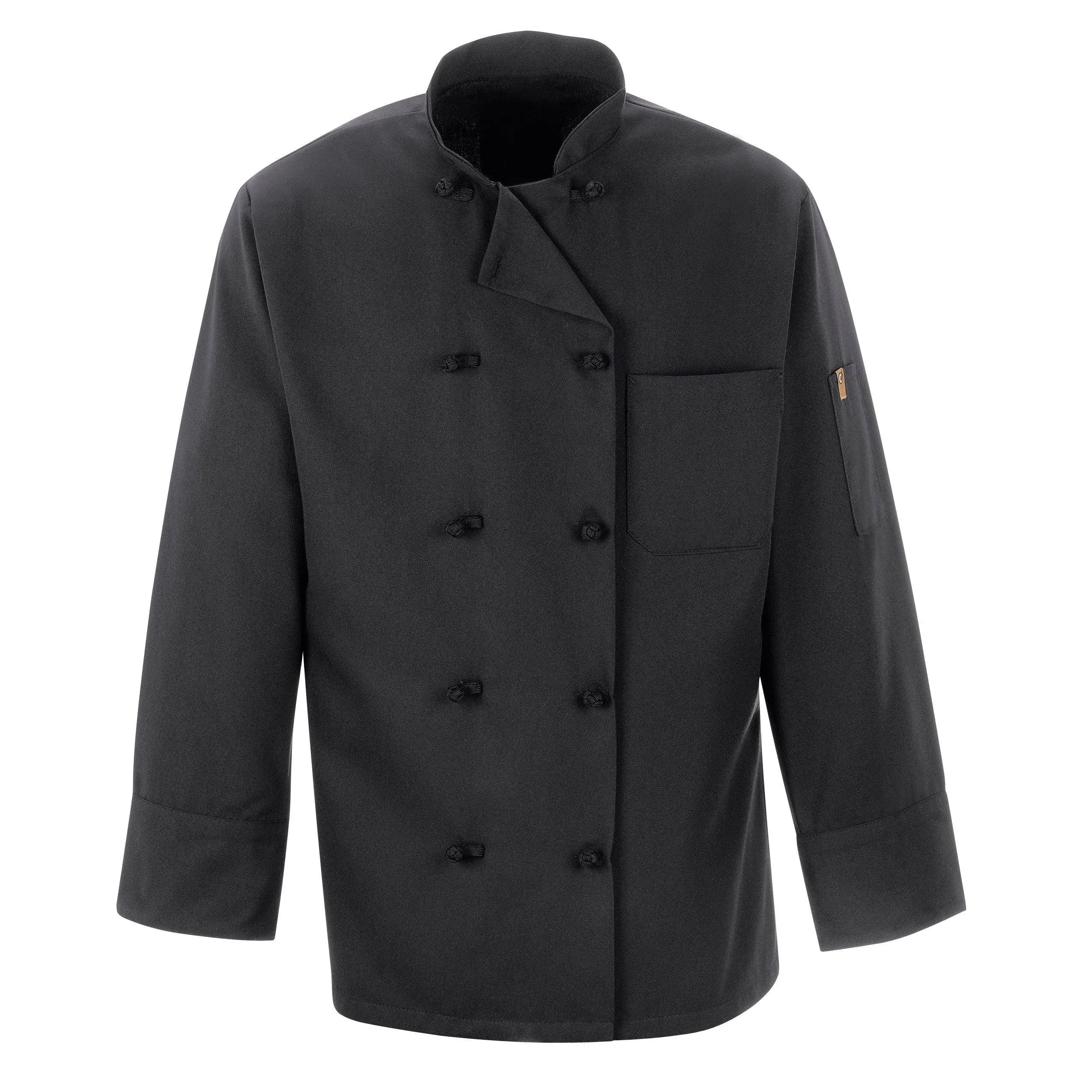 Chef Designs 10 Button-Front Chef Coat Knot Buttons Black Spun Polyester L 0427BKRGL