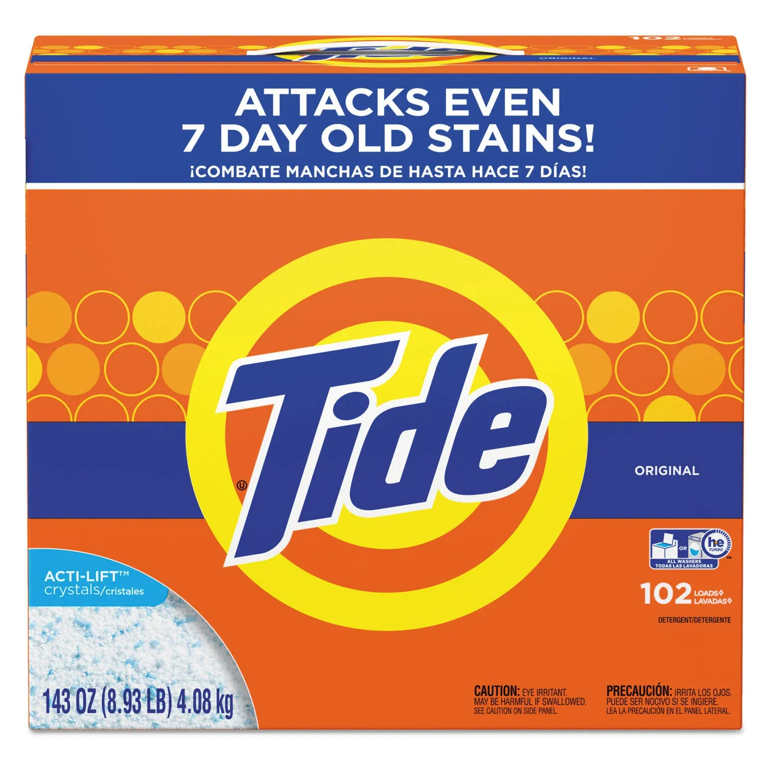 Tide Powder Laundry Detergent, Original Scent, 143 oz Box, 2/Carton