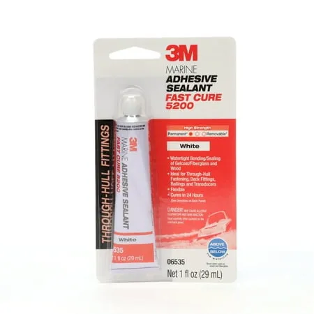 3M TALC Marine Adhesive Sealant Fast Cure 5200 (06535) Permanent Bonding and Sealing for Boats and RVs Above and Below the Waterline Waterproof Repair, White, 1 fl oz Tube3M TALC Marine Adhesive Sealant Fast Cure 5200 (065…