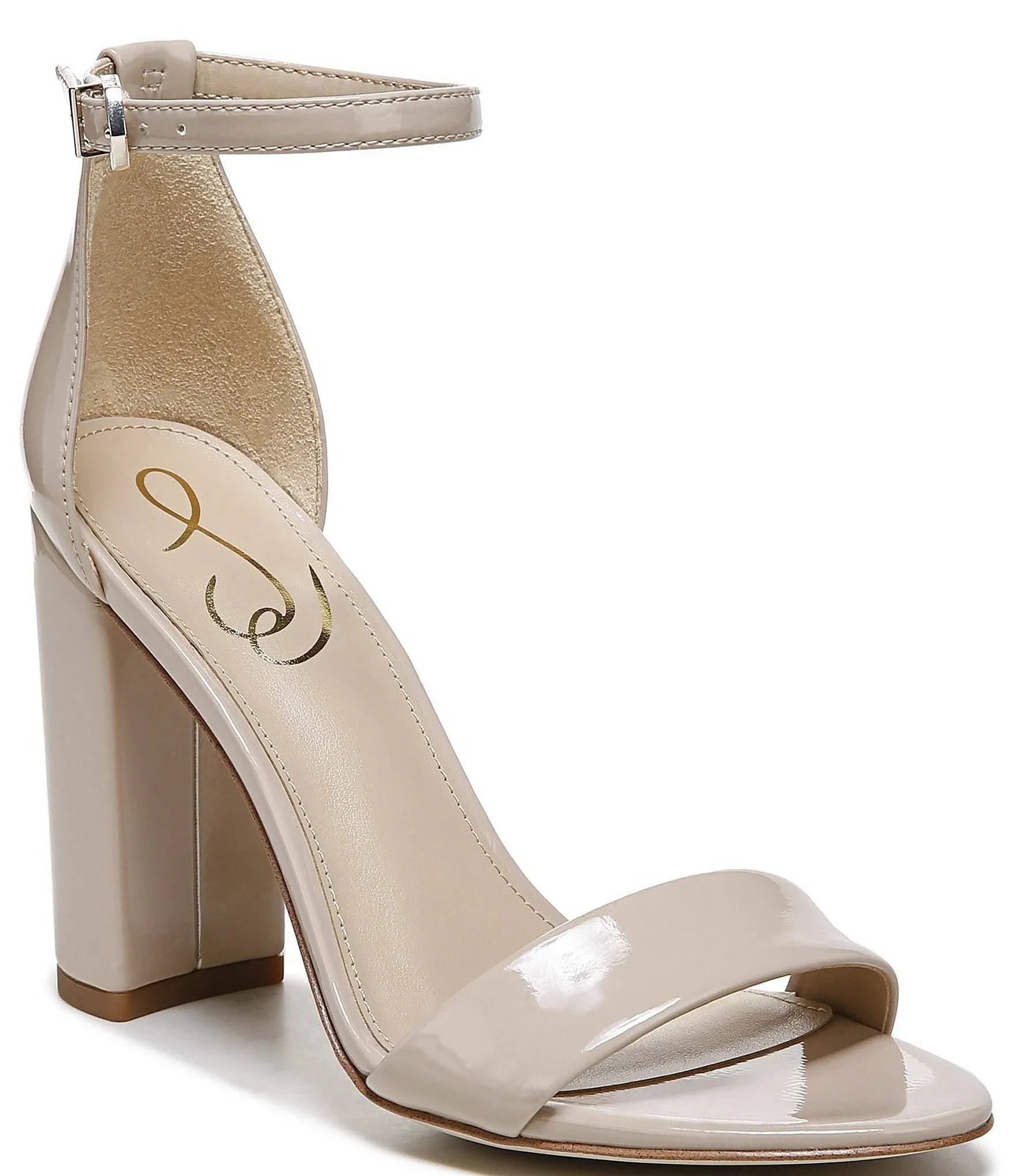 Sam Edelman Yaro Block Heel Sandal Chai Latte Patent