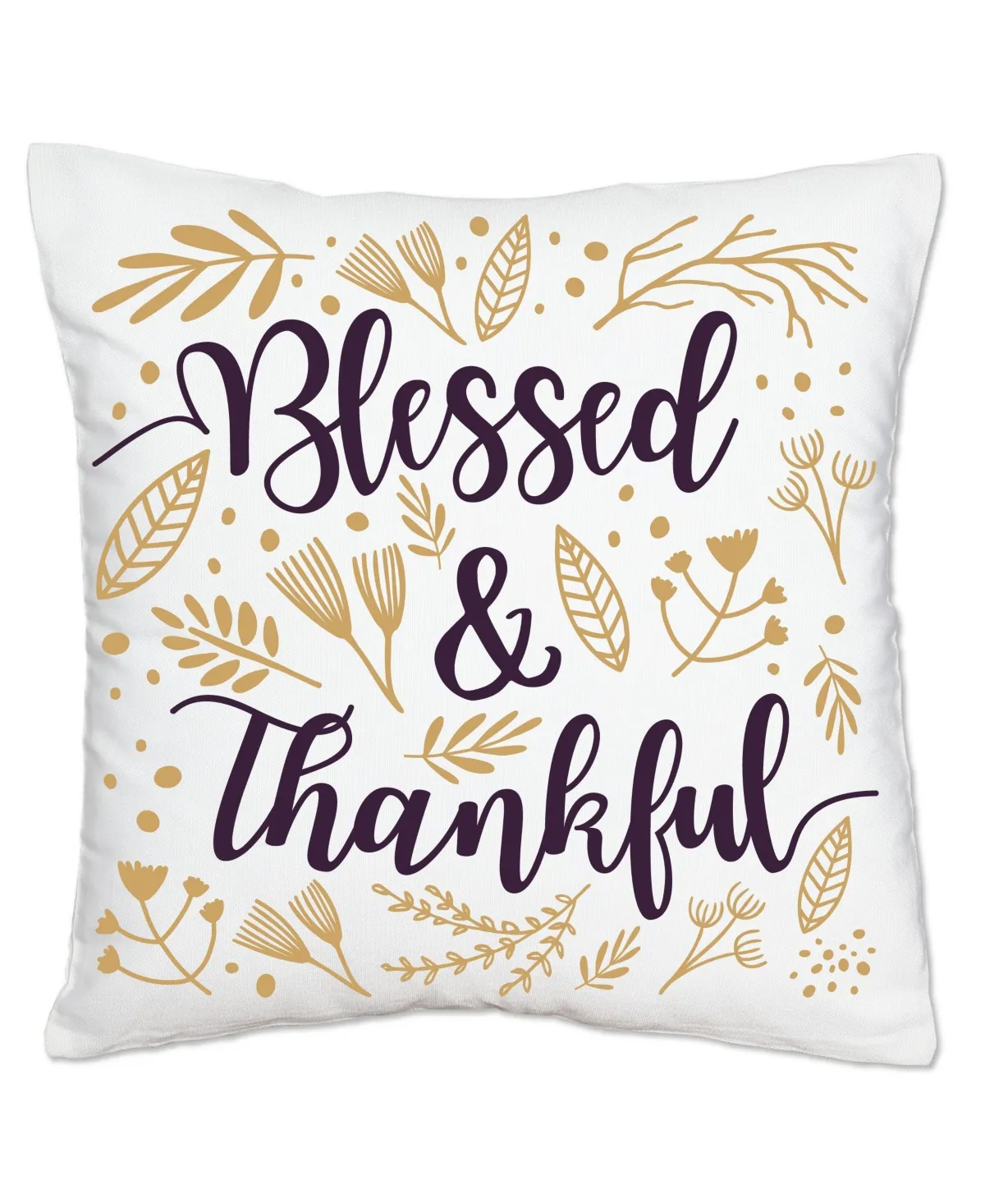 Big Dot of Happiness Elegant Thankful for Friends - Friendsgiving Thanksgiving Party Home Decorative Canvas Cushion Case Throw Pillow Cover 16" x 16"