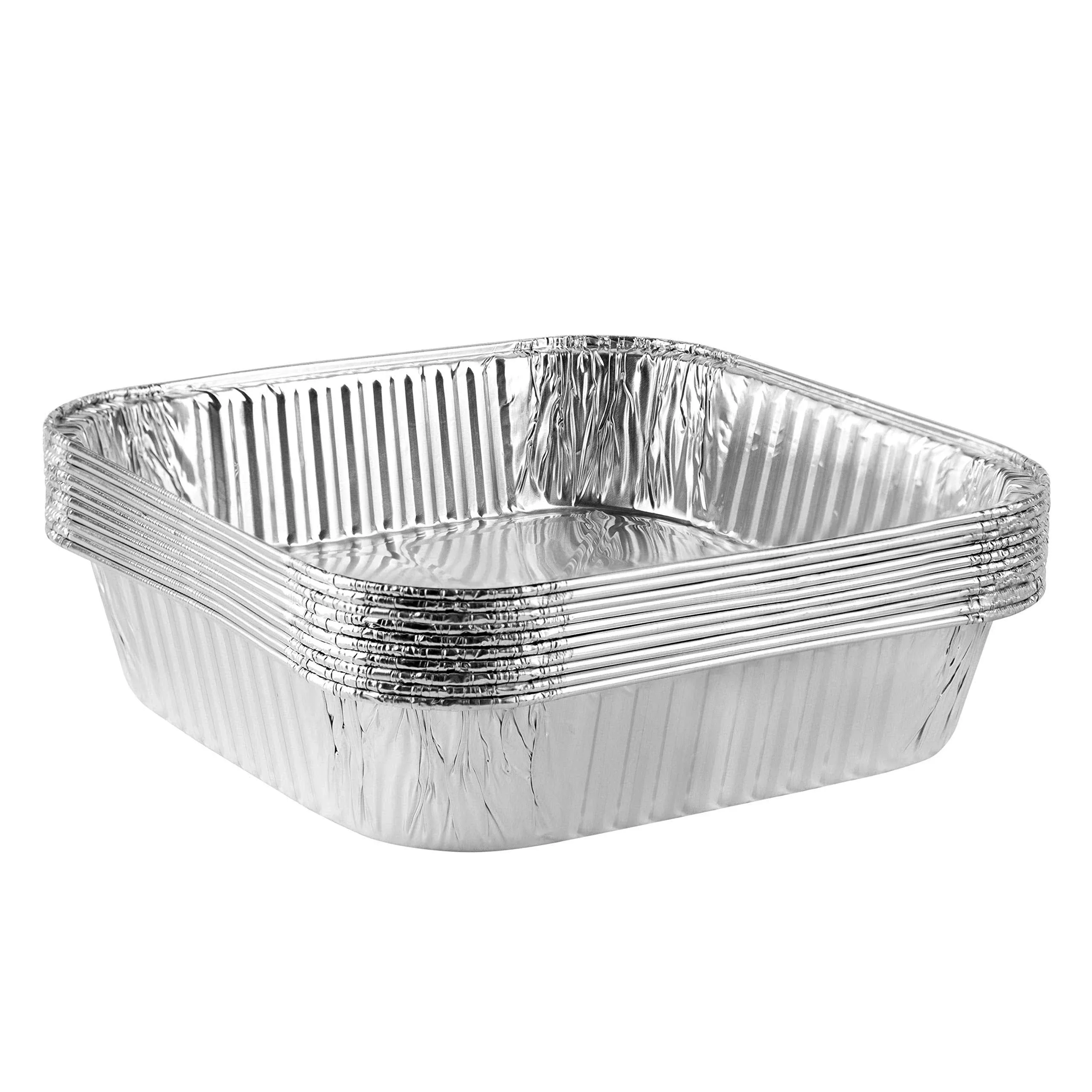 PLASTICPRO Aluminum Foil Baking Pans 3" x 3" x 2" Square Tin Foil Cake Pan for Ovens