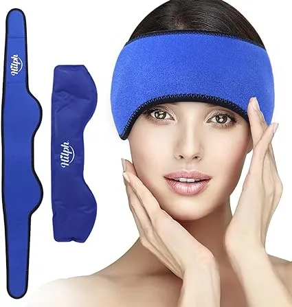 Hilph Migraine Ice Wrap Headache Ice Pack, Reusable Cold Pack Head Ice Pack Forehead Headache Ice Therapy Wrap for Migraine Relief, Tension, Occipital Neuralgia, Chemo, Stress Relief