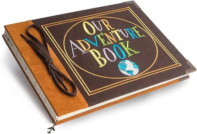 Our Adventure Book Photo Album Scrapbook, Wedding Scrap Book with Sewn Words, Faux Suede Hard Cover & Thick White Paper Sheets, Fantastic Gifts for Her and Him