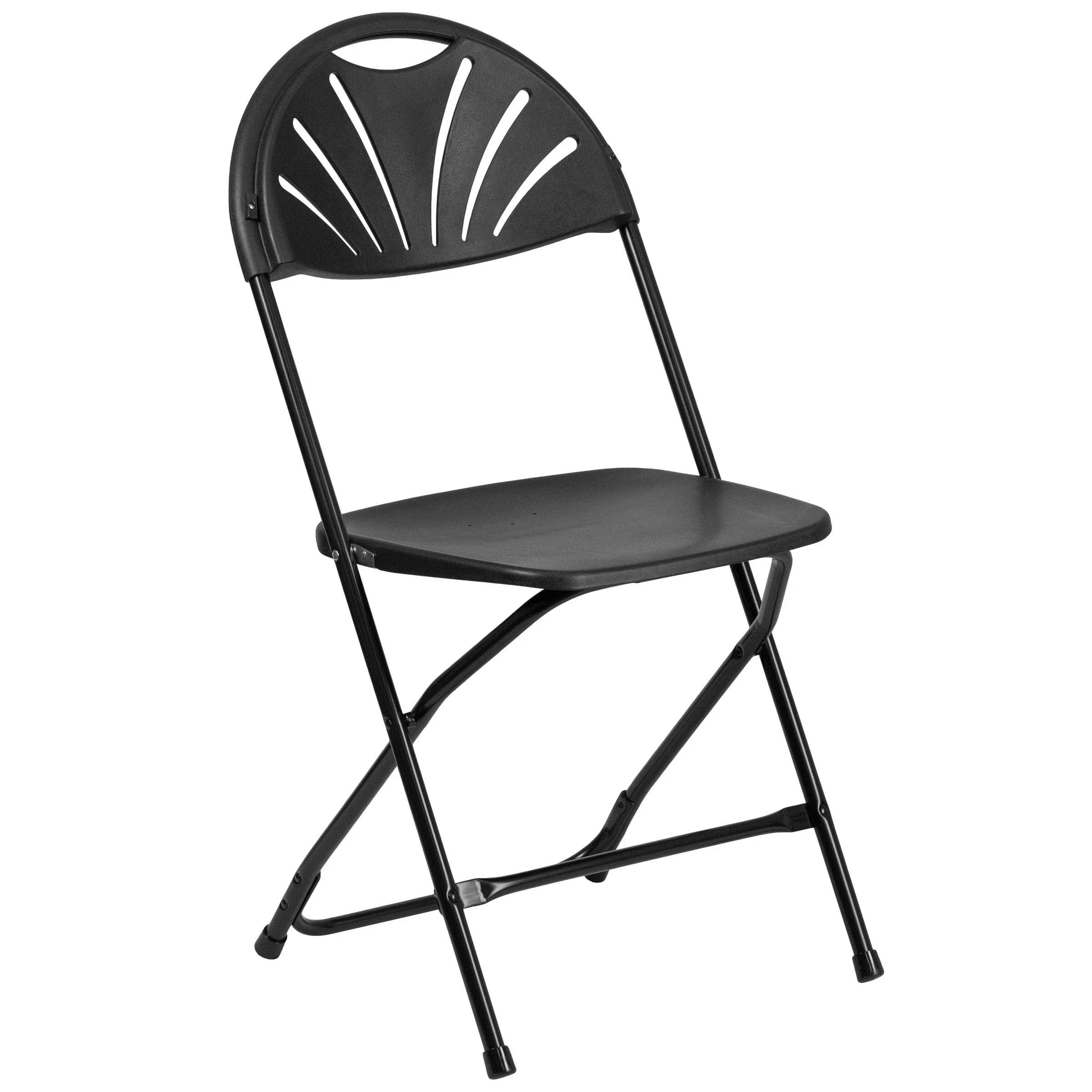 Flash Furniture Hercules Series Plastic Fan Back Folding Chair, White