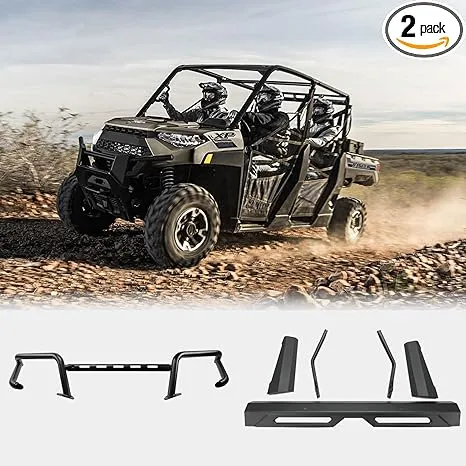 HAKA TOUGH Front & Rear Bumper for Polaris Ranger XP 1000 Accessories 2018-2024, Heavy Duty Steel Brush Guard Kit for Polaris Ranger 1000 / Crew/Crew XP 1000, Replace OEM # 2882531, 2882529 (2PCS)