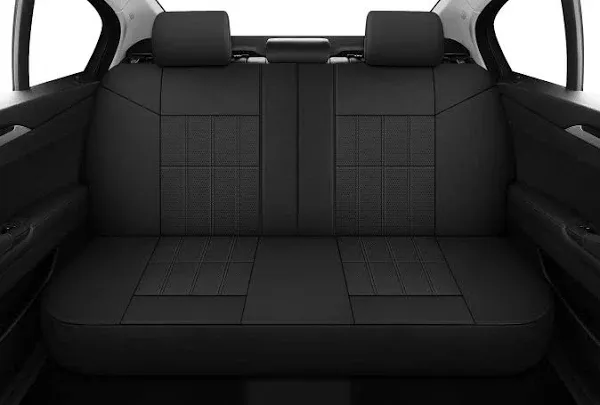 VarCozy Faux Leather Car Seat Covers Rear Set, Split Seat, BLACK 