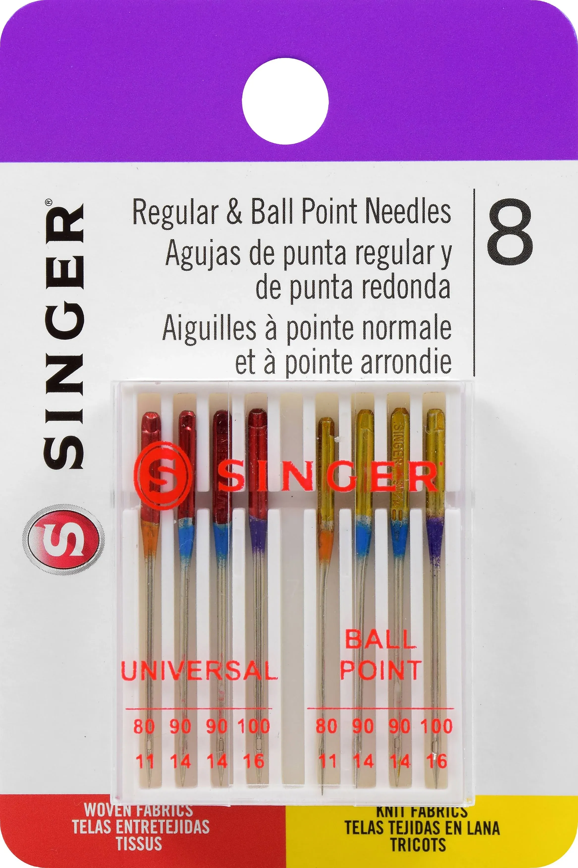 Universal Regular &amp; Ball Point Machine Needles Sizes 11/80 (2), 14/90 (4) &amp; 16/1