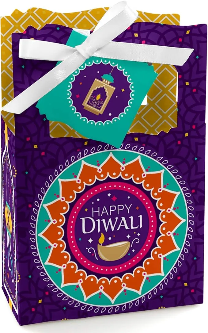 Happy Diwali - Festival of Lights Party Favor Boxes - Set of 12