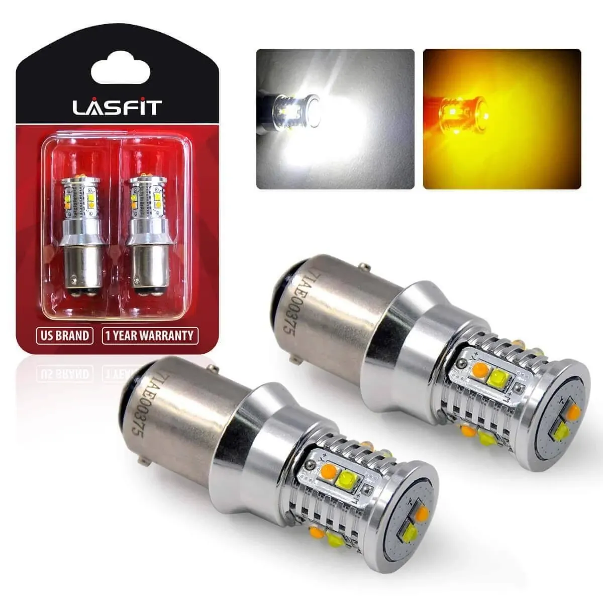 Lasfit 1157 2357 Switchback Amber White LED Front Turn Signal Light Bulbs Bright