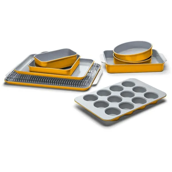 Caraway Ceramic Non-Stick Mega 11 Piece Bakeware Set - Marigold