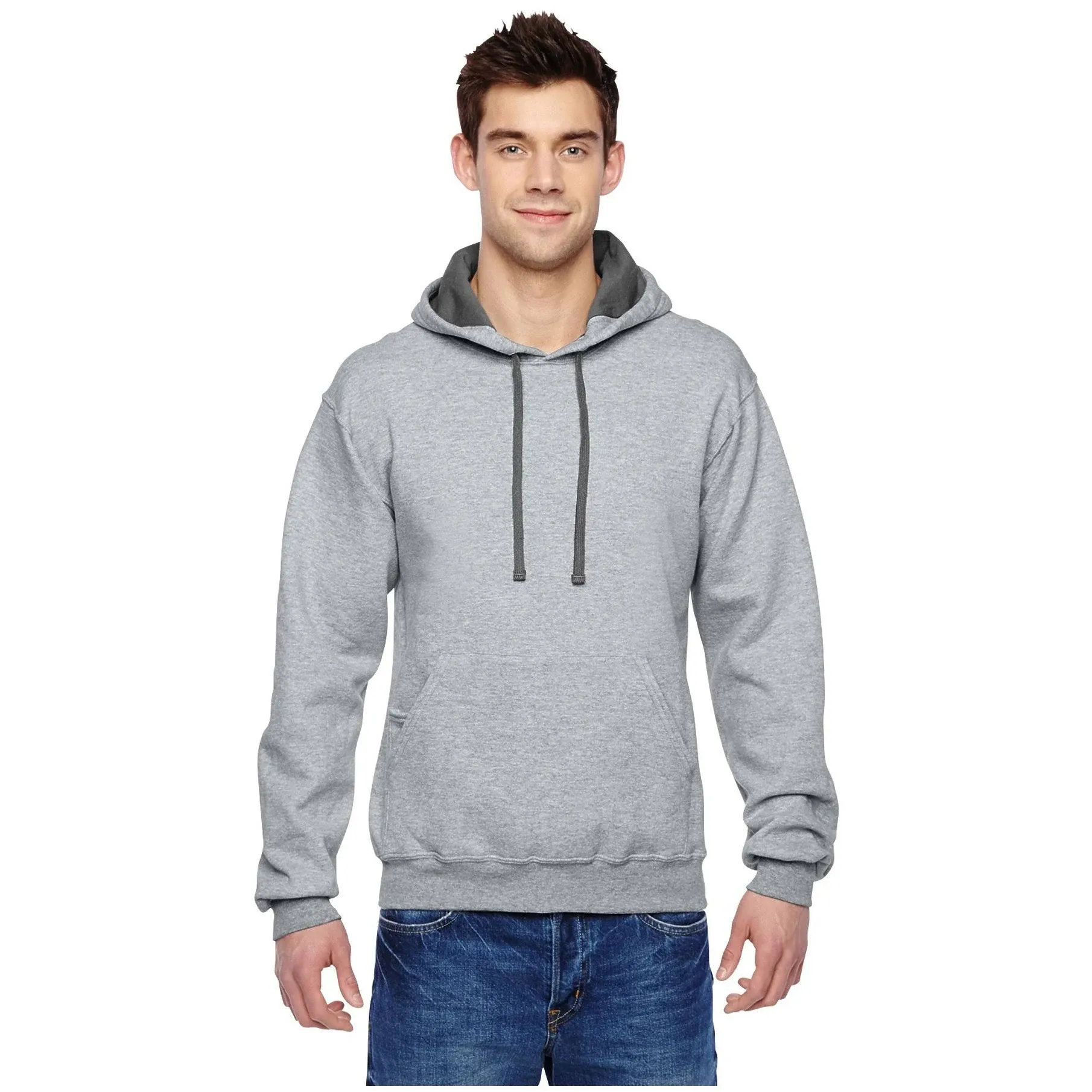 Fruit Of The Loom Mens Softspun Hooded Sweatshirt Hoodie - Heather Grey