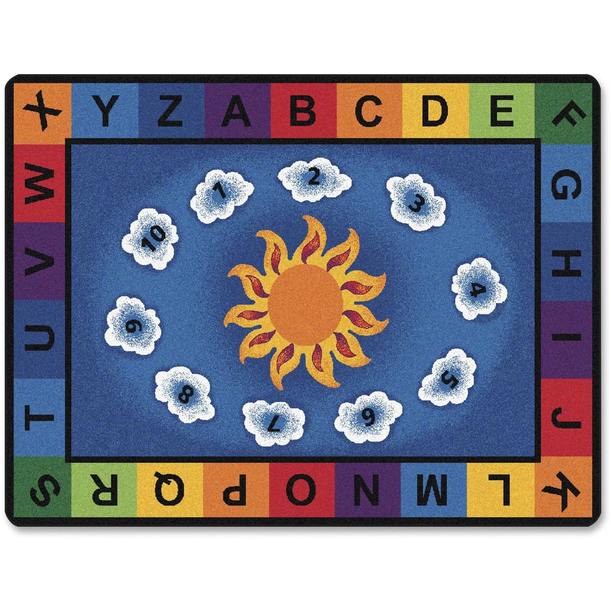 Carpets for Kids 9412 Sunny Day Learn & Play Literacy Classroom Seating Rug 8ft 4in x 11ft 8in Rectangle Blue